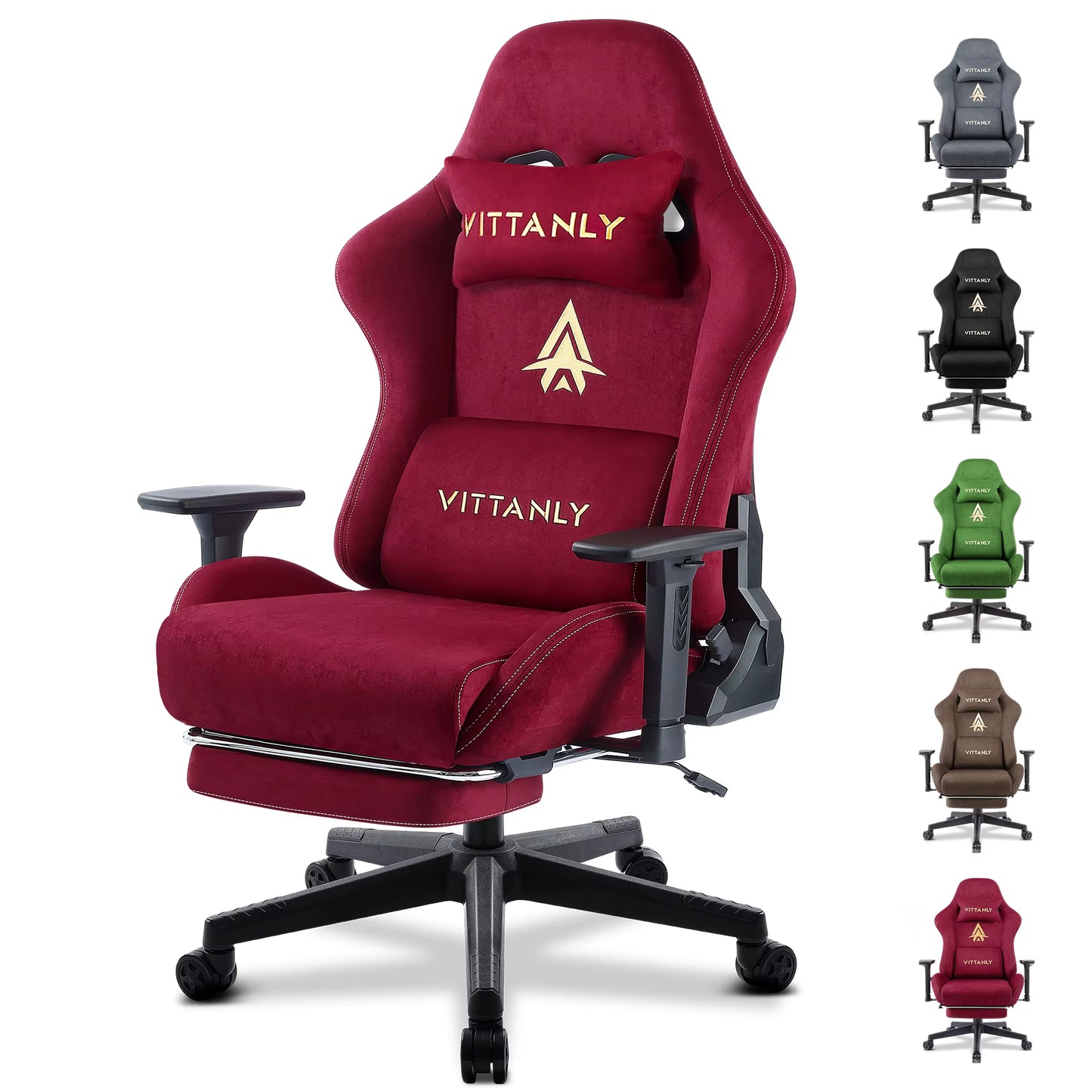 New Massage Gaming Chair Green Gaming Chair with Foot Pedal and Massage Lumbar Pillow Ergonomic Gaming Chair Suede Leather Chair