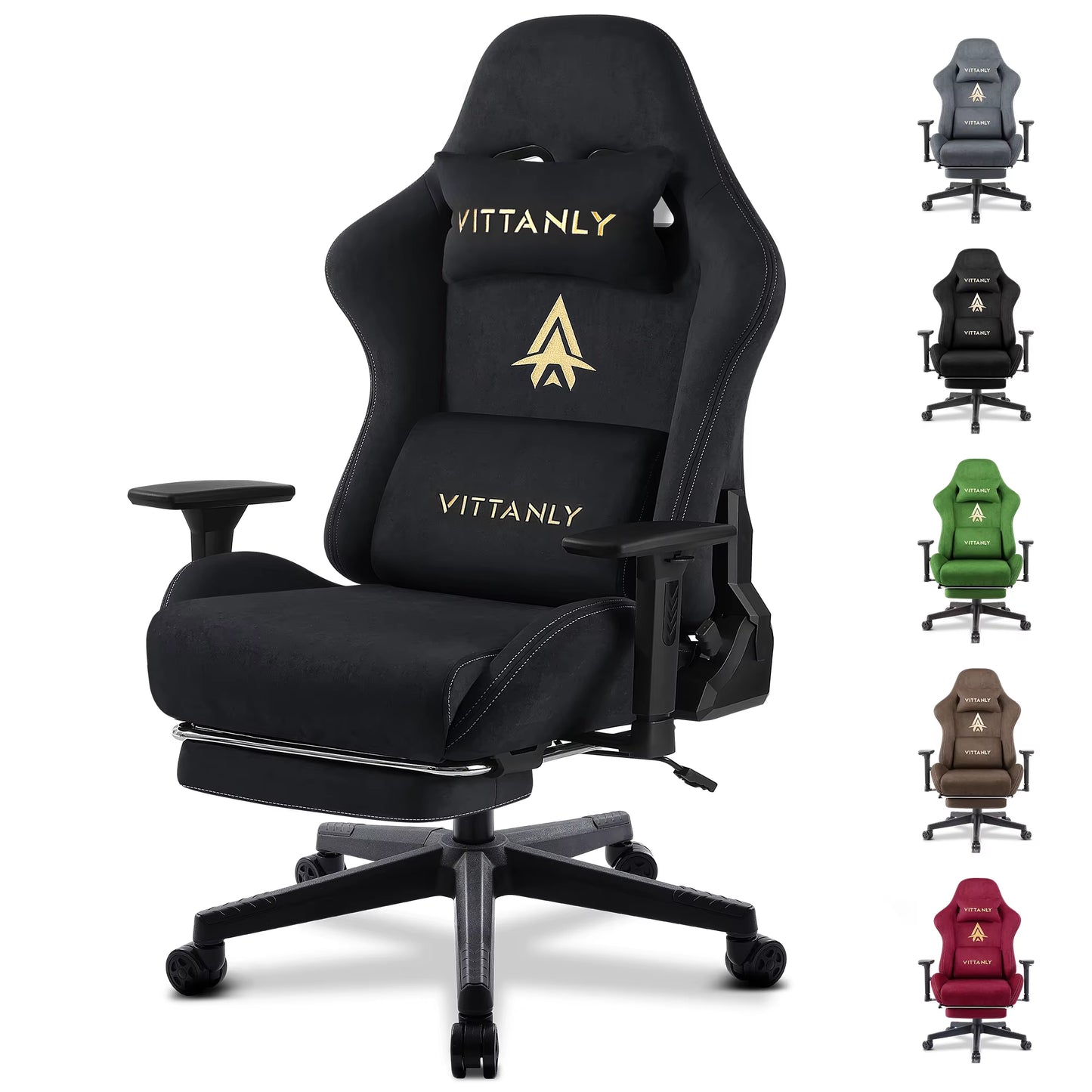 New Massage Gaming Chair Green Gaming Chair with Foot Pedal and Massage Lumbar Pillow Ergonomic Gaming Chair Suede Leather Chair