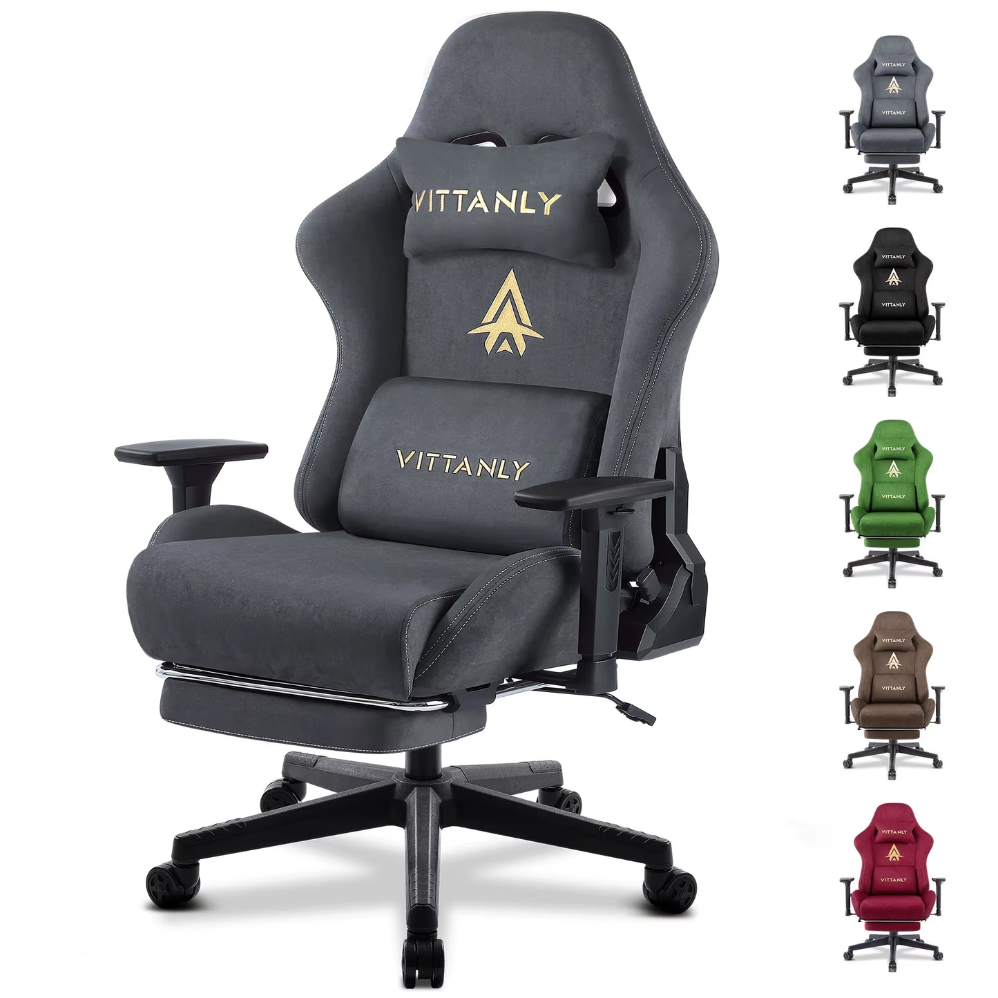 New Massage Gaming Chair Green Gaming Chair with Foot Pedal and Massage Lumbar Pillow Ergonomic Gaming Chair Suede Leather Chair