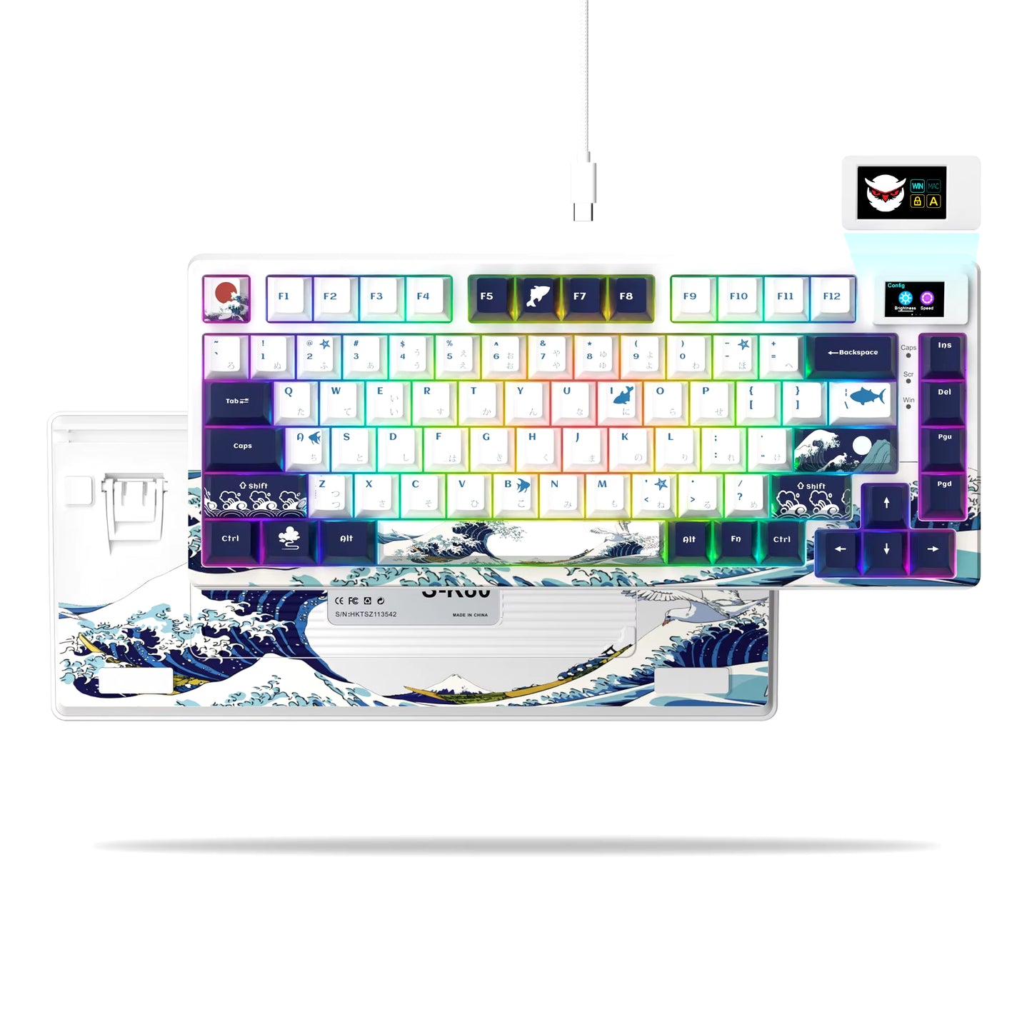 S-K80 75% Coffee Cat Keyboard with OLED Display Mechanical Gaming Keyboard Hot Swap Keyboard Gasket RGB Custom Keyboard