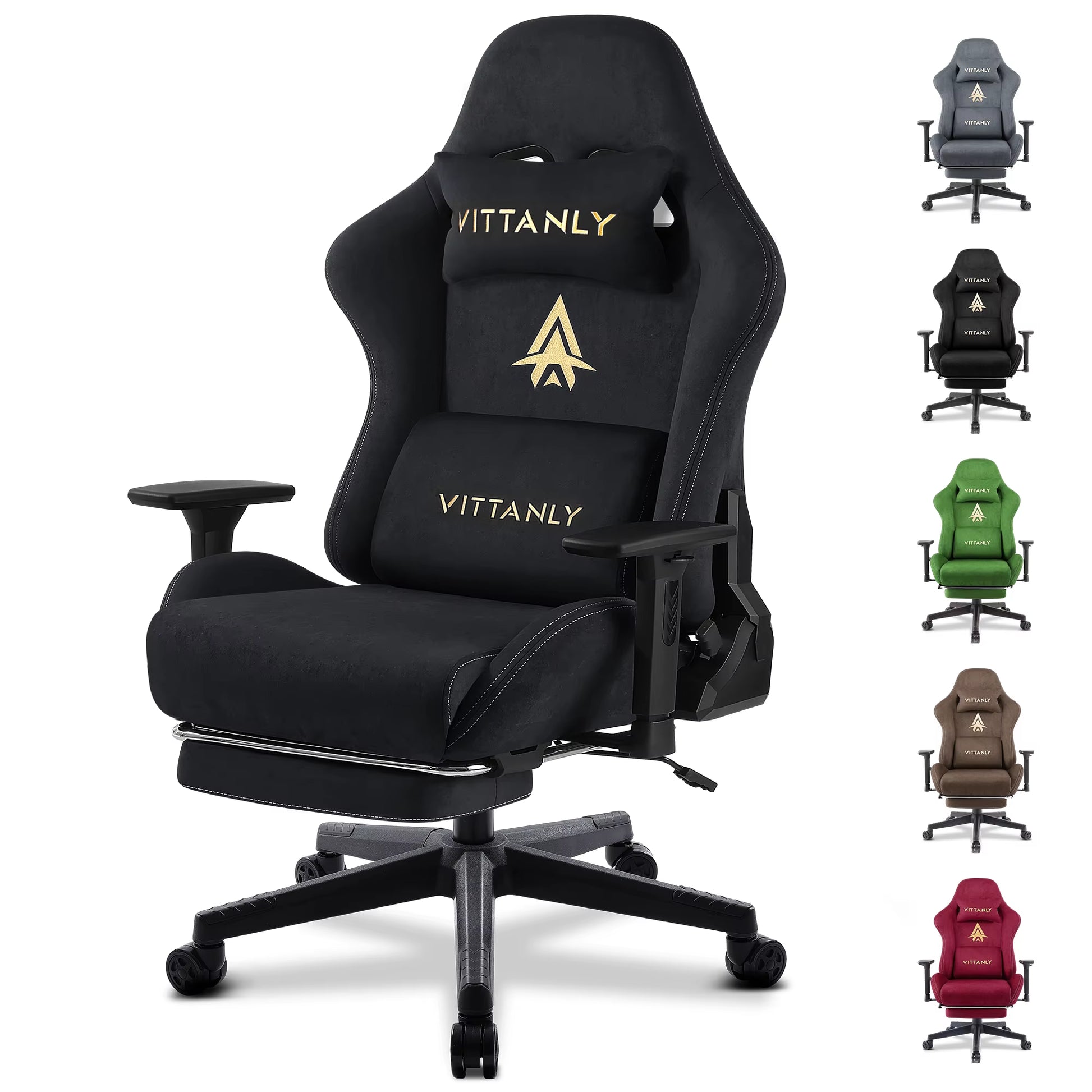 New Massage Gaming Chair Green Gaming Chair with Foot Pedal and Massage Lumbar Pillow Ergonomic Gaming Chair Suede Leather Chair