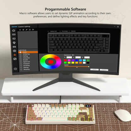 S-K80 75% Coffee Cat Keyboard with OLED Display Mechanical Gaming Keyboard Hot Swap Keyboard Gasket RGB Custom Keyboard