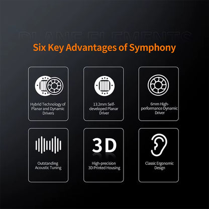 Symphony Hybrid Self-Developed Planar Driver 6Mm Highsets-Performance Dynamic Driver Earphones HIFI DJ Gaming Headsets